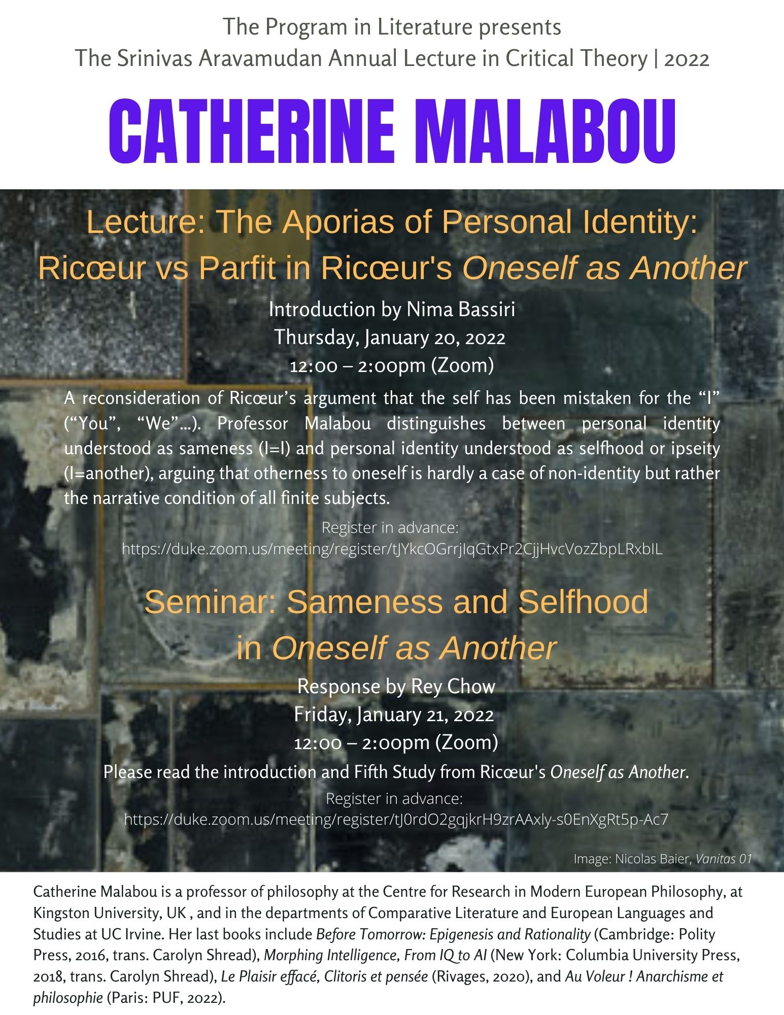 Catherine Malabou visit poster